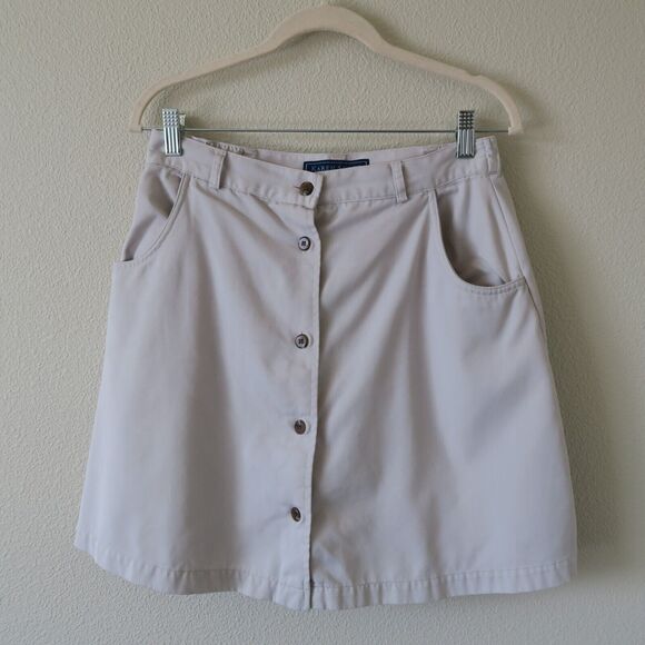 KAREN SCOTT Khaki Skort Size 12P High Waist Button Down Pockets - Picture 1 of 5